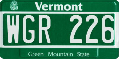 VT license plate WGR226
