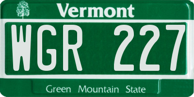 VT license plate WGR227