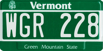 VT license plate WGR228