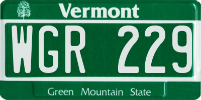 VT license plate WGR229