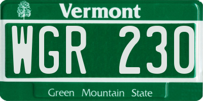 VT license plate WGR230