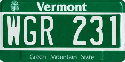 VT license plate WGR231