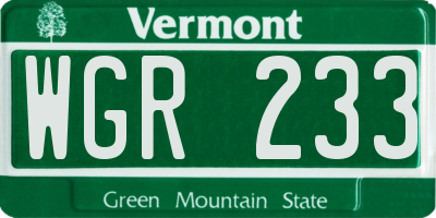 VT license plate WGR233