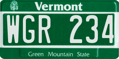 VT license plate WGR234