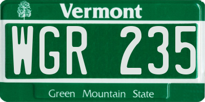 VT license plate WGR235