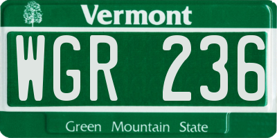 VT license plate WGR236