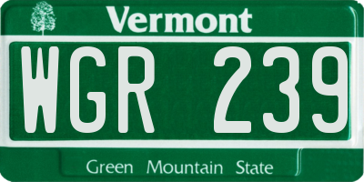 VT license plate WGR239