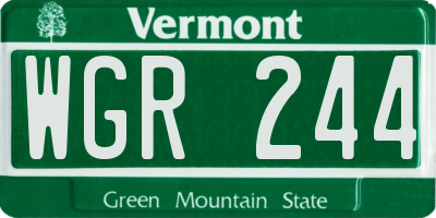 VT license plate WGR244