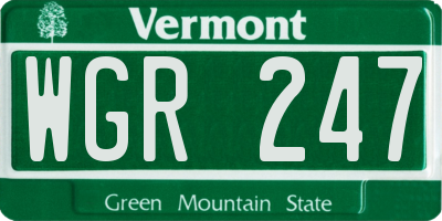 VT license plate WGR247