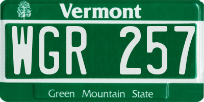 VT license plate WGR257