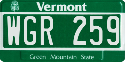 VT license plate WGR259