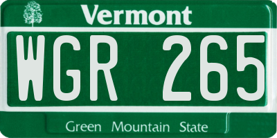 VT license plate WGR265