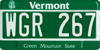 VT license plate WGR267