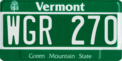 VT license plate WGR270