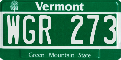 VT license plate WGR273
