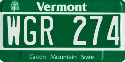 VT license plate WGR274