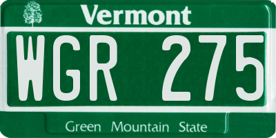 VT license plate WGR275