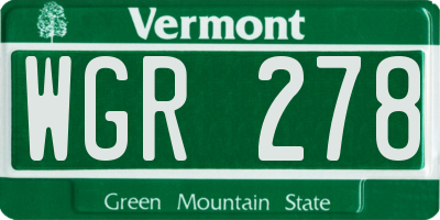 VT license plate WGR278