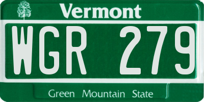 VT license plate WGR279