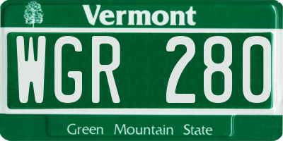 VT license plate WGR280