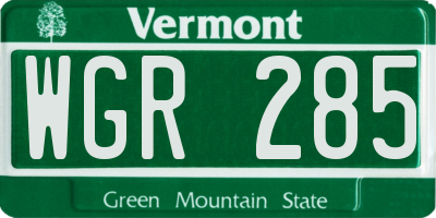VT license plate WGR285
