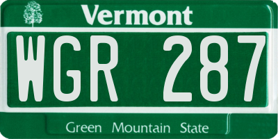 VT license plate WGR287
