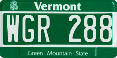VT license plate WGR288