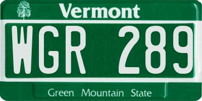 VT license plate WGR289