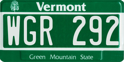 VT license plate WGR292