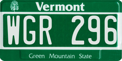 VT license plate WGR296