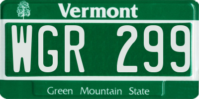 VT license plate WGR299