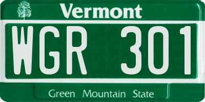 VT license plate WGR301