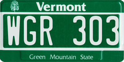 VT license plate WGR303