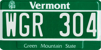 VT license plate WGR304