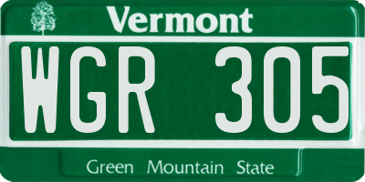 VT license plate WGR305