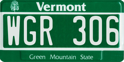 VT license plate WGR306