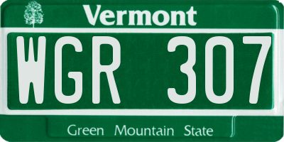 VT license plate WGR307