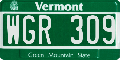 VT license plate WGR309