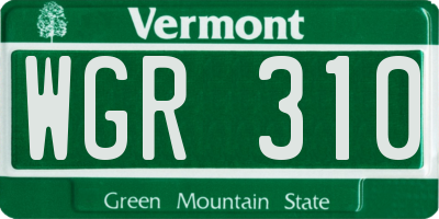 VT license plate WGR310