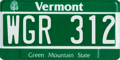 VT license plate WGR312