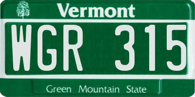 VT license plate WGR315