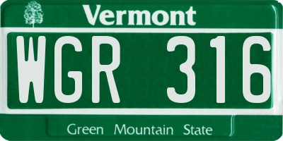 VT license plate WGR316