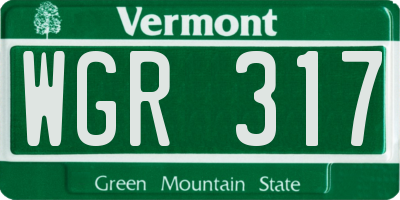 VT license plate WGR317