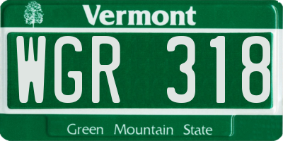 VT license plate WGR318