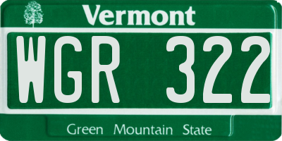 VT license plate WGR322