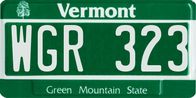 VT license plate WGR323