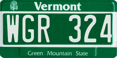 VT license plate WGR324