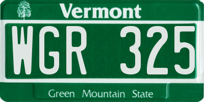 VT license plate WGR325