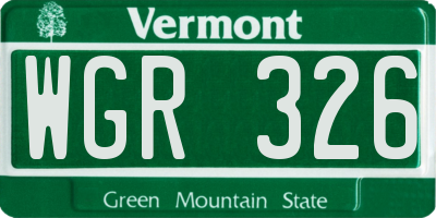 VT license plate WGR326