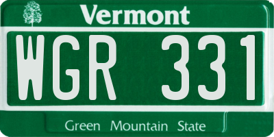VT license plate WGR331